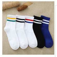 Sports Socks Women Men Funny Cute School Girls Cotton Loose Striped Socks Colorful Women Sox Harajuku Designer Retro White 2024 - купить недорого