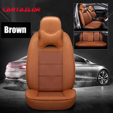 CARTAILOR Black Car Seat Cover Genuine Leather Custom Fit for Audi Q3 Seat Covers Cars Interior Accessories Auto Seats Supports 2024 - buy cheap