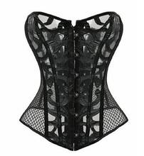 Free shipping 5834 new 2015 women sexy lingerie hot !!New Sexy Steel Bones Vintage Black Mesh Overbust Corset 2024 - buy cheap