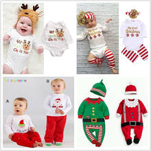 Акция, Рождественская Детская одежда, Комбинезоны для маленьких девочек, костюмы, детские комплекты с мультяшным Санта-Клаусом, зимняя теплая одежда для малышей 2024 - купить недорого