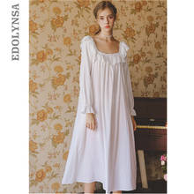 2022 Summer Sleepwear Vintage White Cotton Nightgown Plus Size Women Home Wear Night Dress Ladies Nightwear Lingerie Nighty T534 2024 - buy cheap