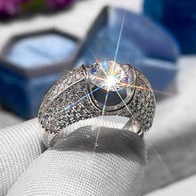 Novo estilo elegante, super flash, zircônia requintada embutida, anel de noivado para mulheres, joias de noiva, presente de festa 2024 - compre barato