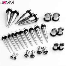 Jovivi-expansor de oreja de acero inoxidable, cónico, expansor de oreja de carne acampanado único, túneles, Kit de tapones, joyería para Piercing corporal, 28 Uds. 2024 - compra barato