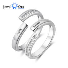 Anillos de pareja con nombre grabado personalizado para hombres y mujeres, joyería abierta ajustable con pavimento de circonia cúbica personalizada, regalo del Día de San Valentín 2024 - compra barato