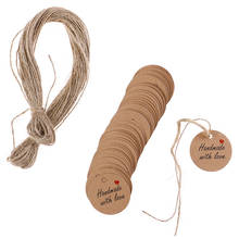 100pcs/lot Handmade with Love Labels Hang Tags Blank Kraft Paper String Tag Labels Party Favors Gift 2024 - buy cheap