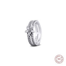 Anillos dobles de copo de nieve brillante para mujer, de Plata de Ley 925 auténtica, anillo de compromiso de boda, joyería fina, Bague Femme 2024 - compra barato