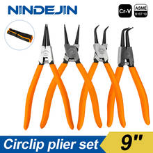 NINDEJIN 4pcs external internal circlip plier set 9 inch Cr-V snap ring C clip plier set retaining ring pliers set 2024 - buy cheap