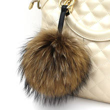Real fur chain keychain 15 cm classic raccoon fur coat luxury car key chain bag key chain pendant jewelry 2024 - buy cheap