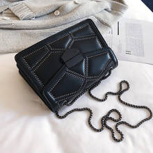 2019 Vintage Leather Crossbody Bags For Women Travel Handbag Chain Fashion Rivet Lock Small Shoulder Messenger Bags Female Bag 2024 - buy cheap