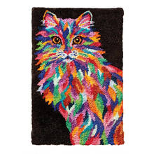 Latch Hook Rug Kit for Adults Colorful Cat Pattern Printed Canvas DIY Rug Crochet Yarn Kits, Embroidery Decoration Gift for Kids 2024 - buy cheap