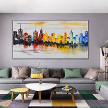 Pinturas abstratas de tela de paisagem, de cidade, pintura a óleo, posteres de arte de parede e impressões, imagem hd para sala, decoração de casa, quadros 2024 - compre barato