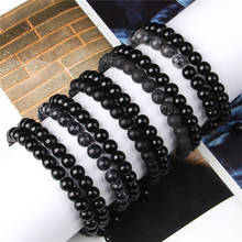 Pulseira clássica com contas para homens e mulheres, bracelete de casais simples com contas, preto, joia preta 2024 - compre barato