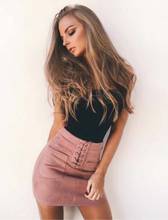 Women Leather Suede Pencil Skirts Short High Waist Bandage Solid Bandcon Sexy Party Wear Mini Skirts Slim Outwear For Women 2019 2024 - buy cheap