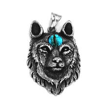 Norse Viking Eye Wolf Pendant Stainless Steel Jewelry Fashion Viking Charm Animal Blue Stone Biker Men Pendant SWP0546 2024 - buy cheap