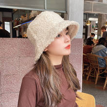 2020  Hats for Women Autumn Winter Bucket Hats Lamb Plush Solf Warm Fisherman Hat Harajuku Casual Caps Lady Flat Korean Style 2024 - buy cheap