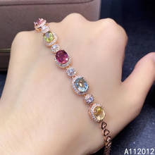 KJJEAXCMY fine jewelry S925 sterling silver inlaid natural tourmaline Girl new fashion hand Bracelet Support test Chinese style 2024 - buy cheap