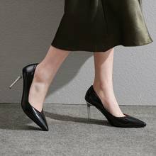 Zapatos de tacón alto de charol para mujer, calzado sexy, versátil, puntiagudo, color negro, para primavera y otoño, 2020 2024 - compra barato