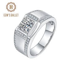 GEM'S BALLET  1.0ct Round Moissanite Center Channel Sides Wedding Ring For Men 925 Sterling Silver Classic Men's Diamond Rings 2024 - buy cheap