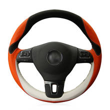 Hand-stitched Black Orange Beige Leather Suede Car Steering Wheel Cover for Volkswagen VW Gol Tiguan Passat B7 Passat CC Tour 2024 - buy cheap
