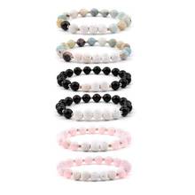 8MM Pink Beads White Lava Stone Essential Oil Diffuser Bracelet Yoga Chakra Pulseira Women Men Buddha Jewelry 2024 - buy cheap