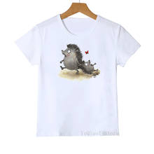 funny cute Hedgehog animal printed boys/girls clothes super mom and children tshirt girls summer tops tee shirt white t-shirt 2024 - buy cheap