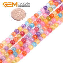Round Gem stone Dyed Mixed Crackle Rock Quartzs Beads Strand 15" For Jewelry Making Hot New Product Wholesale 2024 - buy cheap