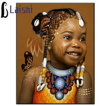 Diamond Painting Happy African Child Kid Picture Full Drill Square Diamond Little indian girl Mosaic Embroidery Art Cross Stitch 2024 - buy cheap
