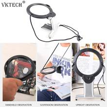 Adjustable Magnifying Glass 2 LED Loupe Lighted Reading Magnifier Standing/Neck Wear Sewing Magnifying Glass with Lights 2024 - buy cheap