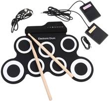 Electronic Drum Set,Roll Up Drum Practice Pad Drum Kit with Headphone Jack Built-in Speaker Pedals Sticks,Great Gift for Kids 2024 - buy cheap