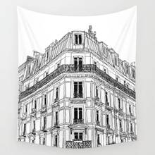 Parisian Facade Tapestry White Wall Hanging Tapestries Dorm Wall Art Home Decor Traveling Camping Beach Towel Yoga Mat 2024 - buy cheap