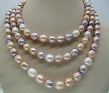 3 ROW huge 9-10mm Natural south sea baroque south sea white pearl necklace AAA 2024 - buy cheap