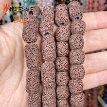 Natural Stone Brown Cylinder Volcanic Rock Lava Beads Round Spacer Loose For Jewelry Making Diy Bracelet Accessories Wholesale 2024 - buy cheap