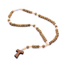As mãos do rosário católico fazem um colar de cruzes de madeira rezam para a igreja cristã suprimentos tecido corda colar 2024 - compre barato