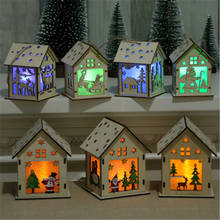 Decoração de suspensão de natal ornamentos bonito casa de madeira com luzes decorações de natal para casa/bar diy crianças presentes 2024 - compre barato