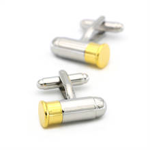 Men's Bullet Cuff Links Quality Copper Material Golden Color War Design Cufflinks Wholesale & Retail Free Shipping 2024 - buy cheap