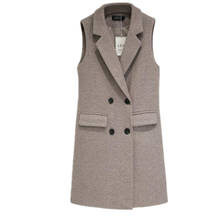 Woolen Long Plaid Vest Wome Sleeveless double breasted Women winter Waistcoat Office Long Casual Vest 2024 - buy cheap