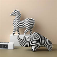 Escultura de resina de Animal para decoración del hogar, adornos de rinoceronte, cebra, blanco y negro, nórdico, rayas simples y creativas, abstracto, para Hotel 2024 - compra barato