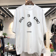 Camiseta estampa de jesus is king, camiseta kanye west masculina e feminina, algodão de alta qualidade 2024 - compre barato