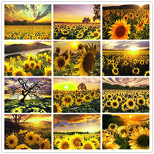 5D DIY Diamond Painting Sunflower Landscape Picture Cross Stitch Gift Square/Round Full Drill Embroidery Mosaic Art Home Decor 2024 - buy cheap