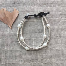 2021 Fashion Double Layer Silver-color Beads Bracelet Natural Freshwater Pearl Jewelry Accessories Gift Bangle for Girls 2024 - buy cheap