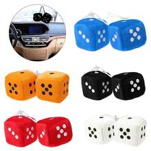 2Pcs Car-Styling Fuzzy Dice Dots Rear View Mirror Hanger Decoration  Auto Accessories Interior carros маска камера заднего вида 2024 - buy cheap