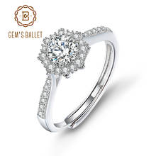 Gem's anéis ajustáveis de moissanite prata esterlina 925 para casamento, 0,5ct vvs1, halo de diamante, anéis de promessa 2024 - compre barato