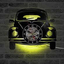 Relojes colgantes decorativos 3D con forma de coche, reloj de pared LED de diseño moderno, iluminación LED, decoración del hogar, silencioso, 7 colores 2024 - compra barato