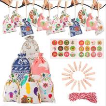 24Pcs Christmas Candy Bags Linen Jute Drawstring Gift Bags Sacks Party Favors Packaging Bag Wedding Decor Jewelry storage bags 2024 - buy cheap