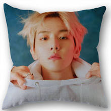 Kpop baek hyun fronha de linho algodão tecido quadrado com zíper capa travesseiro para decoração da família do escritório 45x45cm eco-amigável 2024 - compre barato