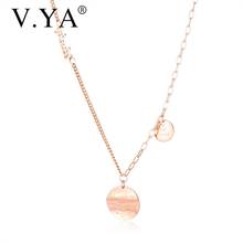 V.YA Simple Stainless Steel Necklace Small Golden Bean Pendant Chain Ladies Necklace For Women Accessories Jewelry Birthday Gift 2024 - buy cheap
