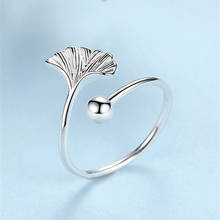 Vintage Silver Color Ginkgo Biloba Leaf Rings for Women Bijoux Gift Female Adjustable Size Finger Rings Anillos 2024 - buy cheap