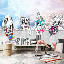 Personalizado foto papel de parede 3d dos desenhos animados animal coelho filhote de cachorro crianças quarto mural auto-adesivo adesivos de parede à prova dwaterproof água 2024 - compre barato