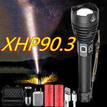 Lanterna super clara xhp90,3, poderosa, bateria 26650, usb, recarregável, led 10000lm, flash tático, lâmpada com zoom 2024 - compre barato