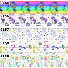 Novo gorgorão estampado unicórnio 50 jardas, fitas de cetim frete grátis 2024 - compre barato